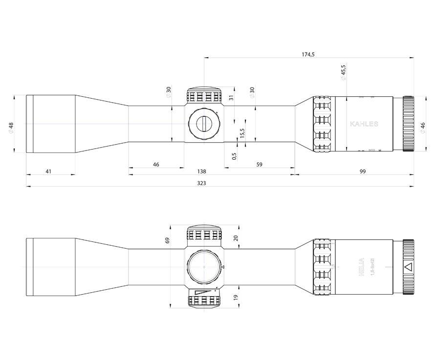Kahles Helia 1,6-8x42i Maße