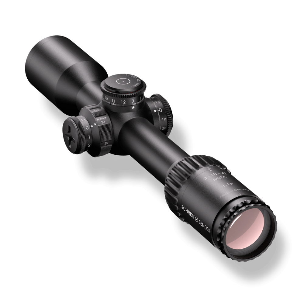 Schmidt und Bender 3-18x42 Meta FFP seitlich hinten links
