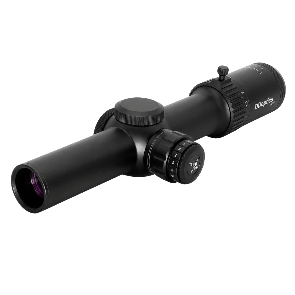 DDoptics V10 1-10x28 NXT MRAD seitlich vorne