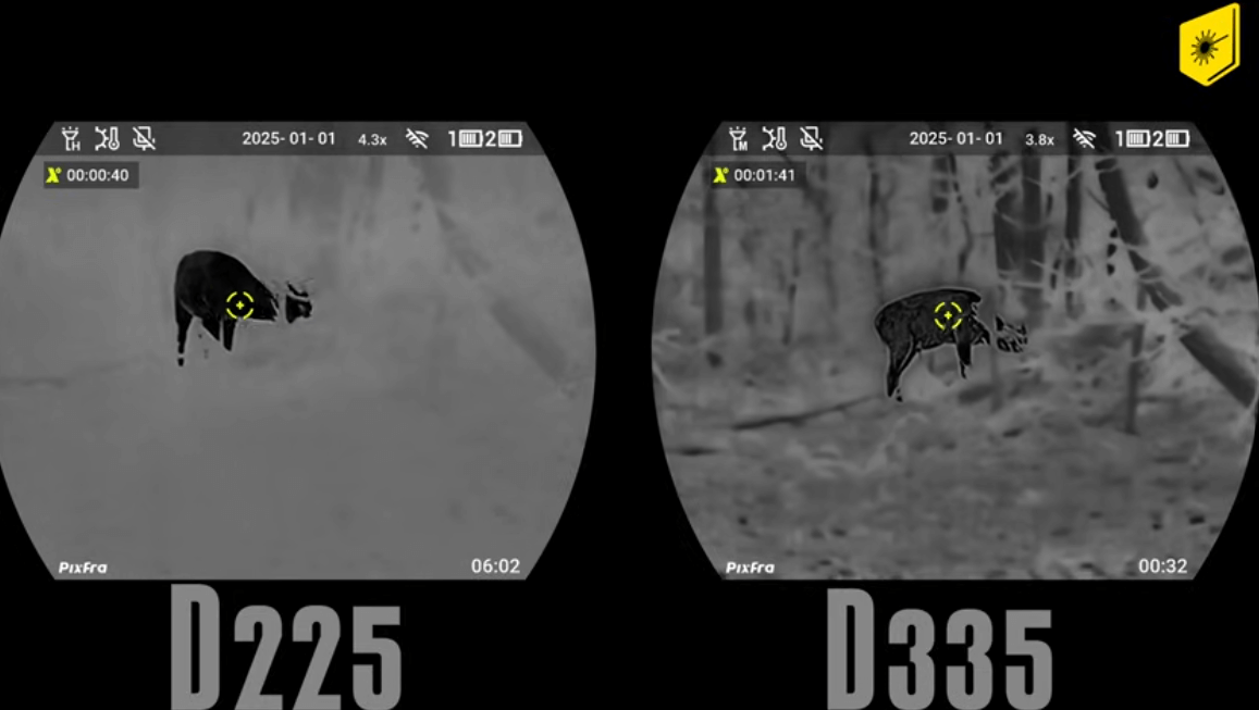 Pixfra Draco D335 Revieraufnahme Vergleich zu D225